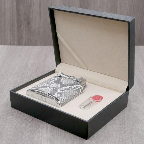 J Cure C.Gars Collection Jet Flame Table Lighter - Grey Python Leather