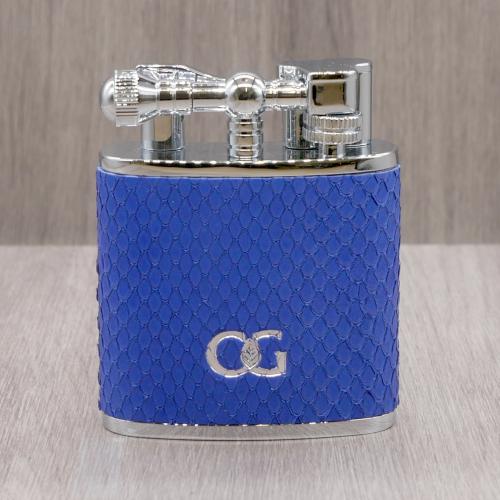 J Cure C.Gars Collection Jet Flame Table Lighter - Blue Python Leather (End of Line)