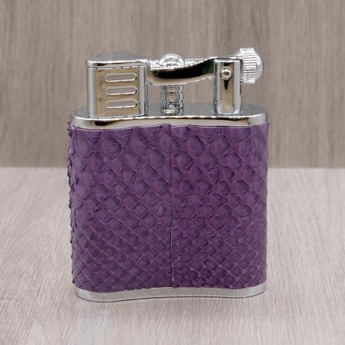 J Cure C.Gars Collection Jet Flame Table Lighter - Purple Python Leather (End of Line)