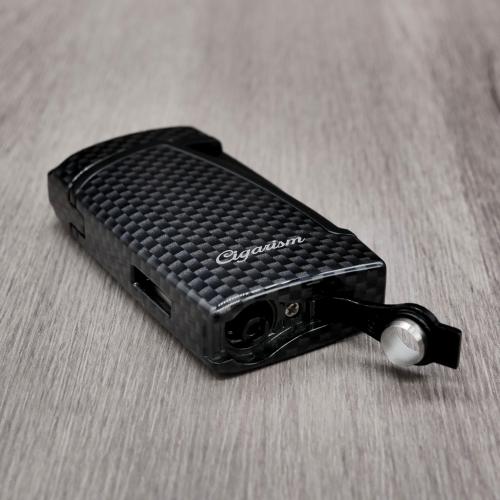 Cigarism Jet Flame Cigar Lighter & Punch Cutter - Carbon Fibre Black - End of Line