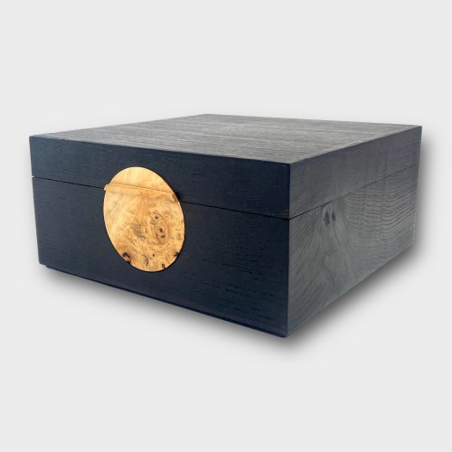 Jonathon Vaiksaar Artemis Small Square Humidor - Scorched Ash - 40 Cigar Capacity