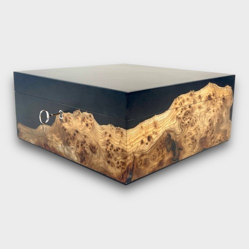Jonathon Vaiksaar River Large Square Humidor - Burr Elm - 140 Cigar Capacity