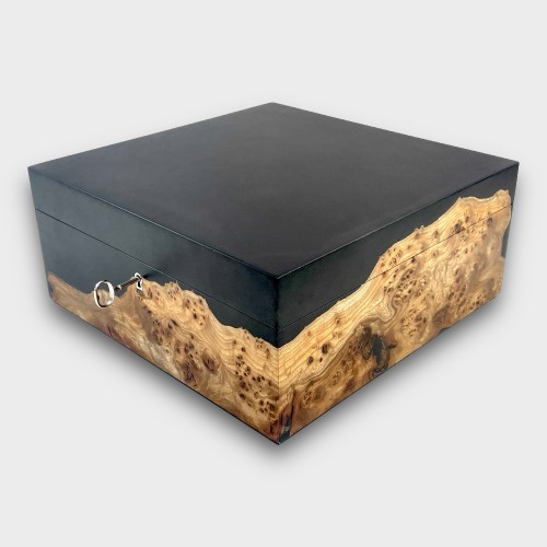 Jonathon Vaiksaar River Large Square Humidor - Burr Elm - 140 Cigar Capacity