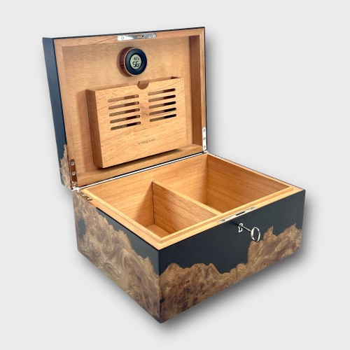 Jonathon Vaiksaar River Medium Humidor - Burr Elm - 120 Cigar Capacity