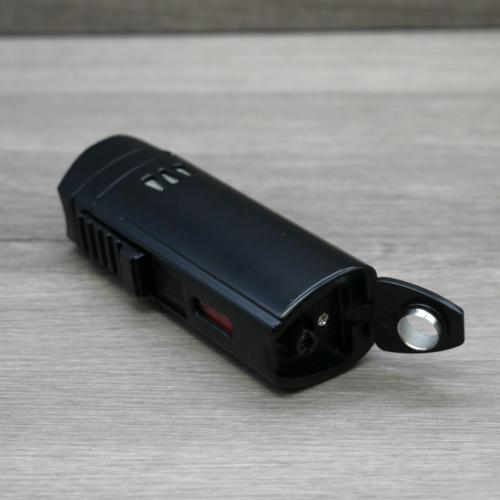 Eurojet Triple Jet Lighter with Punch, Window & Cigar Rest - Black