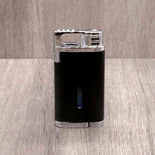 Colibri Belmont Single Jet Flame Lighter - Metallic Black & Chrome