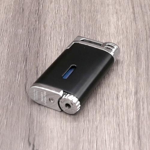 Colibri Belmont Single Jet Flame Lighter - Metallic Black & Chrome