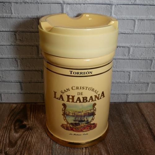 Rare Empty San Cristobal 25 Torreon Ceramic Jar with Ashtray Lid