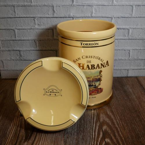 Rare Empty San Cristobal 25 Torreon Ceramic Jar with Ashtray Lid