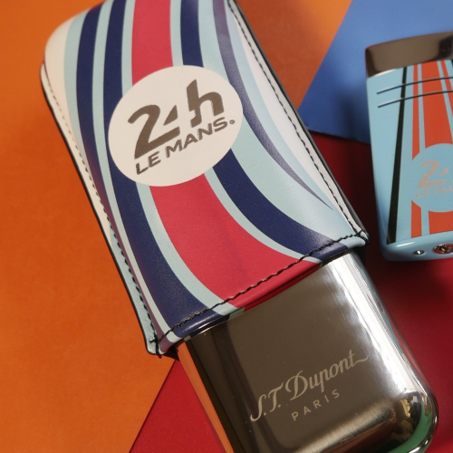 ST Dupont Cigar Case - Limited Edition 24H Le Mans - White & Chrome - Holds 2 Cigars