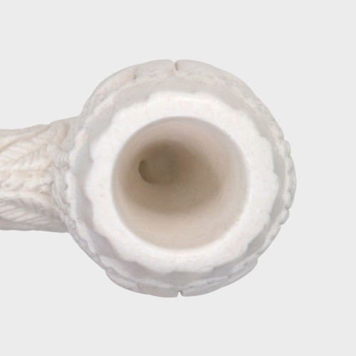 Meerschaum Small Floral Bent Black Stem Fishtail Pipe (MEER397)