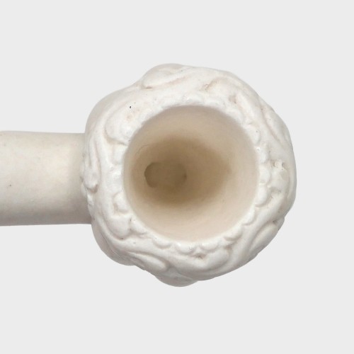 Meerschaum Small Panel Apple Web Bent Fishtail Black Stem Pipe (MEER76)