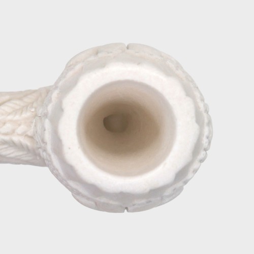 Meerschaum Small Floral Bent Amber Stem Fishtail Pipe (MEER78)