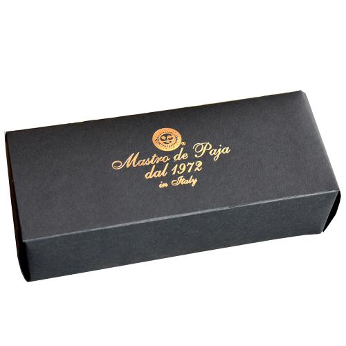 Mastro de Paja Smooth Curved Gold Banded Panelled Italian Pipe with filter (0002