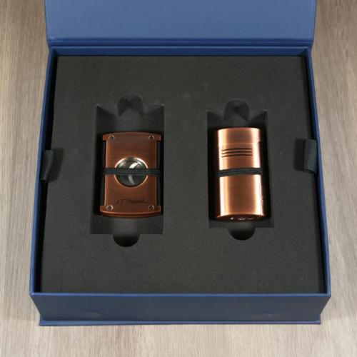 ST Dupont Megajet Lighter & Cigar Cutter Set - Brushed Copper