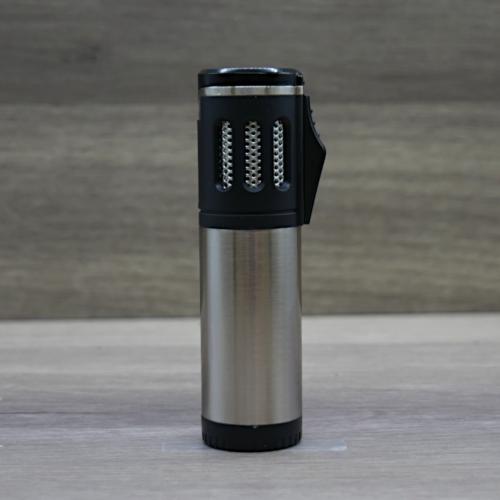 Volcan-Fire Trifecta Triple Jet Flame Cigar Lighter - Silver - End of Line