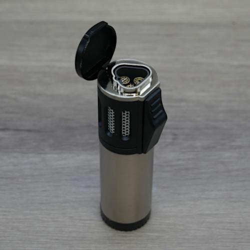 Volcan-Fire Trifecta Triple Jet Flame Cigar Lighter - Silver - End of Line