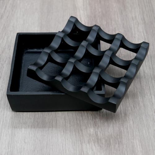 Cast Aluminium 9 Hole Grid Square Cigar Ash Tray - Black