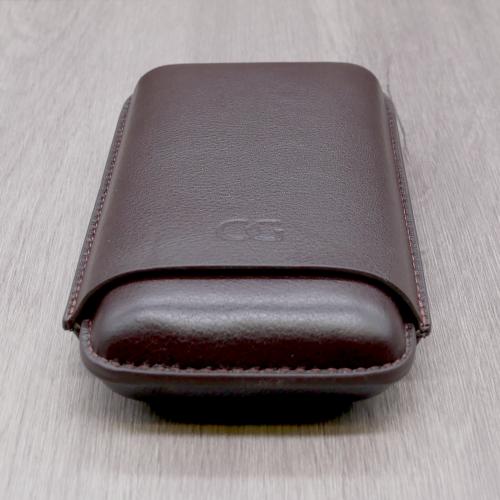 J Cure C.Gars Collection - Leather Cigar Case - Brown 3 Cigar Capacity (End of Line)