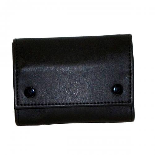 Dr Plumb Black Leather Hand Rolling Tobacco Sifter Pouch and Paper Holder