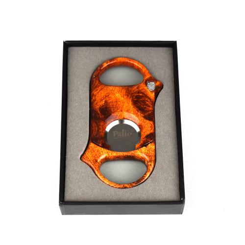 Palio Cigar Cutter - Burl Wood Clear Coat - Up To 60 Ring Gauge