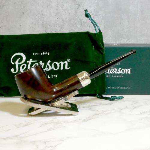 Peterson Irish Made Army 106 Smooth Heritage Nickel Mounted Fishtail Pipe (PE2194)