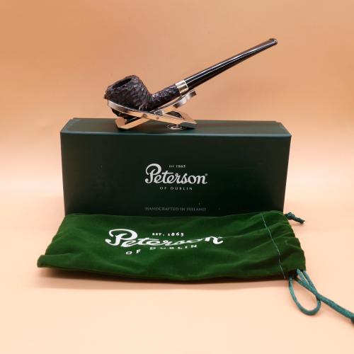 Peterson Junior Rusticated Prince Nickel Mounted Fishtail Pipe (PE2911)