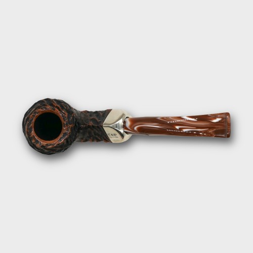 Peterson Derry Rustic 80s Nickel Mounted 9mm Filter Fishtail Pipe (PE3256)
