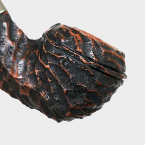 Peterson Derry Rustic 80s Nickel Mounted 9mm Filter Fishtail Pipe (PE3256)