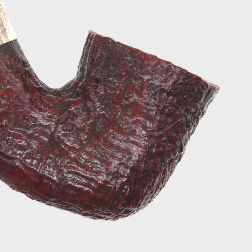 Peterson Irish Harp 05 Sandblast Cumberland Bent Silver Mounted Fishtail Pipe (PE3294)