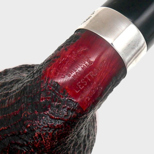 Peterson Sherlock Holmes Lestrade Sandblasted Silver Mounted P Lip Pipe (PE3373)