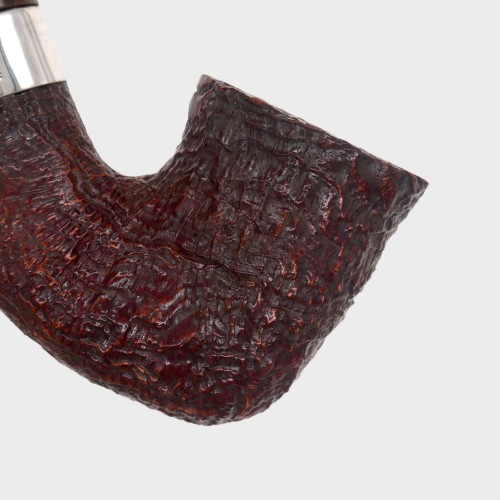 Peterson Irish Harp 05 Sandblast Cumberland Bent Silver Mounted Fishtail Pipe (PE3378)