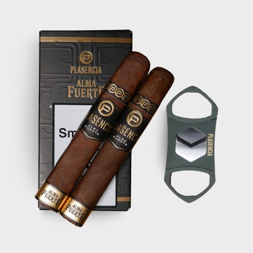 FLASH SALE - Plasencia Alma Fuerte Robusto I Cigar Sampler - 2 Cigars and Cutter