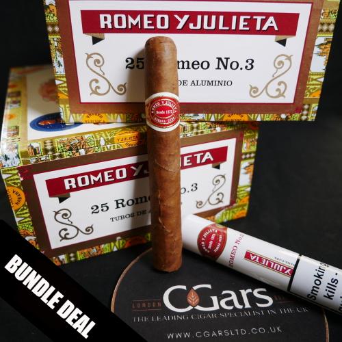 Romeo y Julieta No. 3 Tubed Cigar - 2 x Box of 25 (50) Bundle Deal
