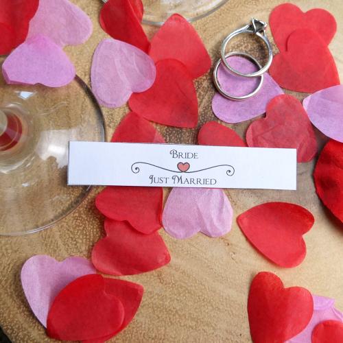 Wedding Cigar Band - BRIDE - Just Married Red Heart Design