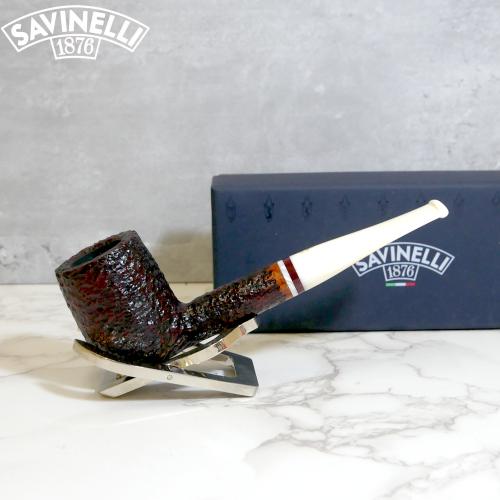 Savinelli Avorio 111 Rustic Brown 6mm Filter Fishtail Pipe (SAV1317) (End of Line)