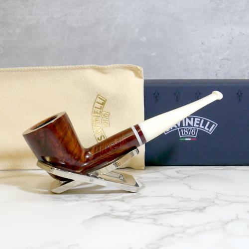 Savinelli Avorio 409 Smooth Burgundy 6mm Filter Fishtail Pipe (SAV1326) (End of Line)