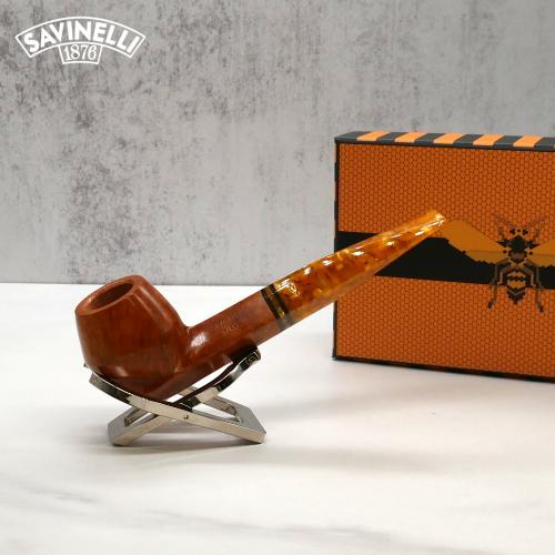 Savinelli Miele 512 Smooth KS Semi Bent Honey 9mm Filter Fishtail Pipe (SAV1336) (End of Line)