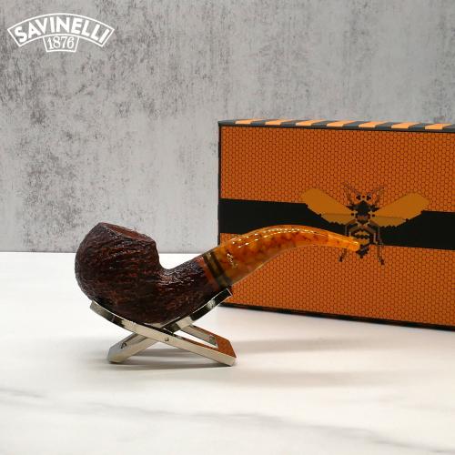 Savinelli Miele 642 Brownblast Bent Honey 9mm Filter Fishtail Pipe (SAV1340)