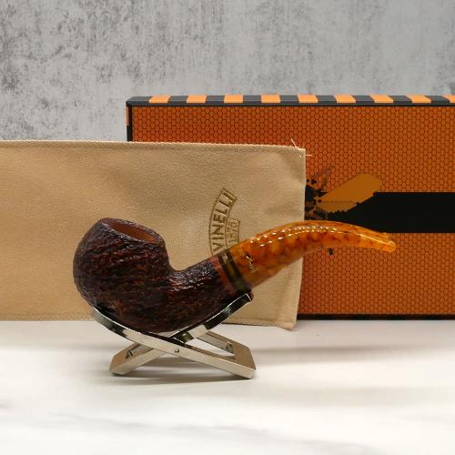 Savinelli Miele 642 Brownblast Bent Honey 9mm Filter Fishtail Pipe (SAV1340)