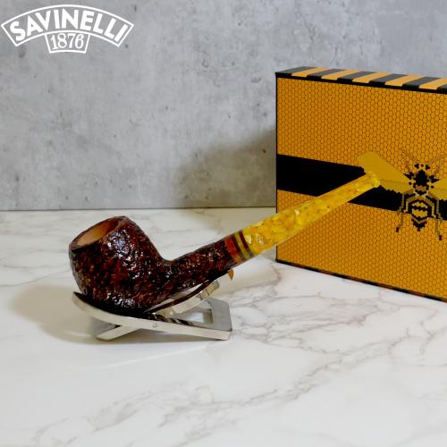 Savinelli Miele 207 Brownblast Straight Honey 6mm Filter Fishtail Pipe (SAV1383)