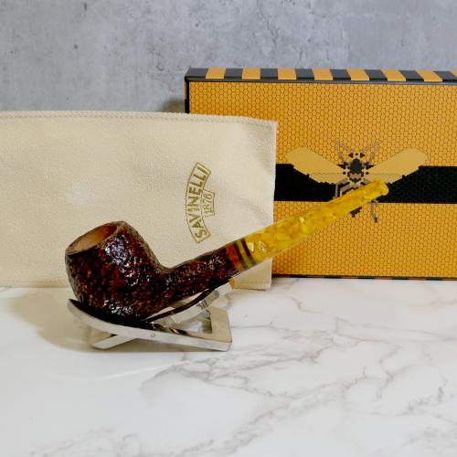 Savinelli Miele 207 Brownblast Straight Honey 6mm Filter Fishtail Pipe (SAV1383)