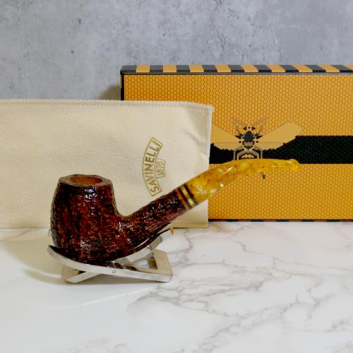 Savinelli Miele 670 Brownblast Bent Honey 6mm Filter Fishtail Pipe (SAV1392) (End of Line)