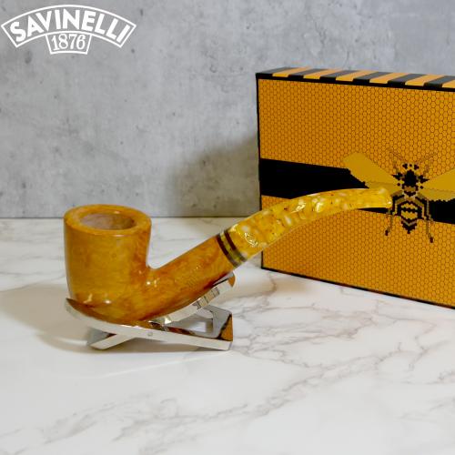 Savinelli Miele 611 Smooth Bent Honey 6mm Filter Fishtail Pipe (SAV1396) (End of Line)