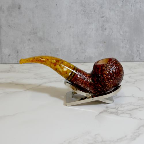 Savinelli Miele 642 Brownblast Bent Honey 6mm Filter Fishtail Pipe (SAV1400)