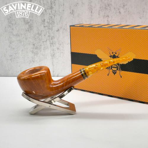 Savinelli Miele 316 KS Semi Bent Smooth Honey 6mm Filter Fishtail Pipe (SAV1456)