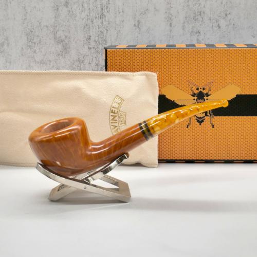 Savinelli Miele 316 KS Semi Bent Smooth Honey 6mm Filter Fishtail Pipe (SAV1456)