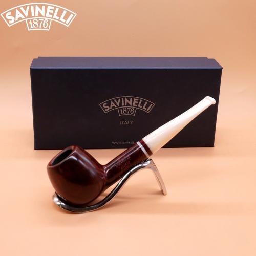 Savinelli Avorio 207 Smooth Burgundy 6mm Filter Fishtail Pipe (SAV1736) (End of Line)