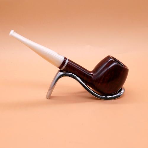 Savinelli Avorio 207 Smooth Burgundy 6mm Filter Fishtail Pipe (SAV1736) (End of Line)