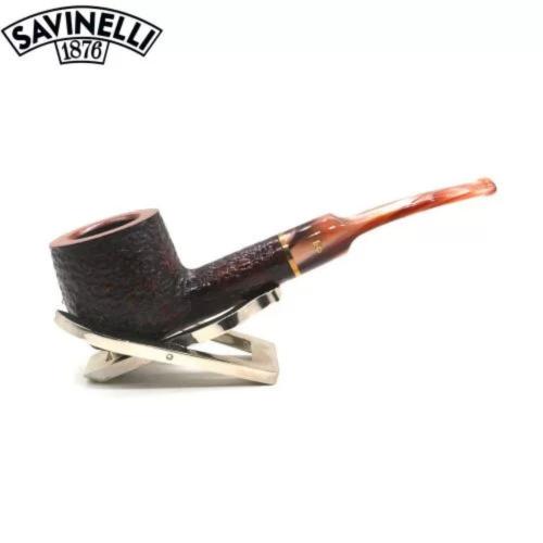 Savinelli Roma Lucite 122 Rustic 6mm Filter Half Bent Pot Fishtail Pipe (SAV2043)